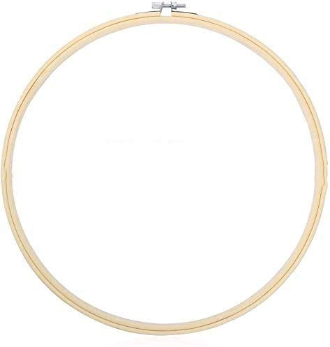 TOKERD 2 Stück 30m Stickrahmen Groß Holz Bambus Kreuzstich Rahmen Einstellbar Stickerei Ring Hoop Runden Bambus Kreis Set Nähmaschine Stickerei Ring Cross Stitch Hoop für Dekoration DIY Nähen