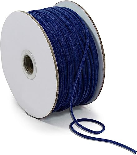 Trims by The Yard 1/8 Soft Knit Elastic Band, Premium Material, Durable Knitted Elastic Cord for Sewing, Easy to Use, Versatile Sewing Supplies, 100-Yard Cut, Navy Blue