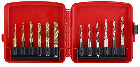 Drill Tap Set, 12pcs M3-M10 Combination Drill and Tap Bit Set, Hex Shank and Spiral Flute Tapping Tool Set Kit Hand Tool