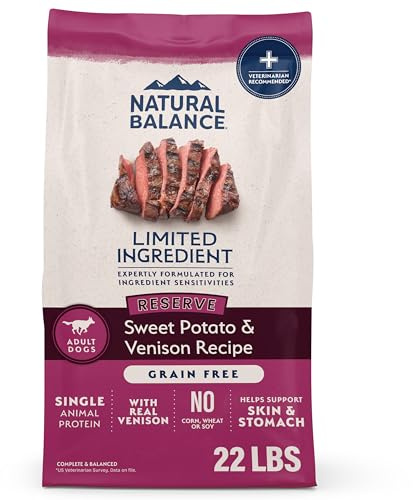 Natural Balance Limited Ingredient Adult Grain-Free Dry Dog Food, Reserve Sweet Potato & Venison Recipe, 22 Pound (Pack of 1)
