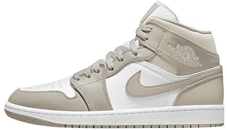 Nike Air Jordan 1 Mid Herren Schuhe, College Grey / Light Bone White, 45 EU