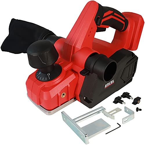 Excel 18V Cordless Planer 82mm EXL580B (Battery and Charger Not Included) - Variable Speed 16000/min - Compact and Ergonomic Design - Two Side Dust Removal System - Ideal for Planing Wood Surfaces