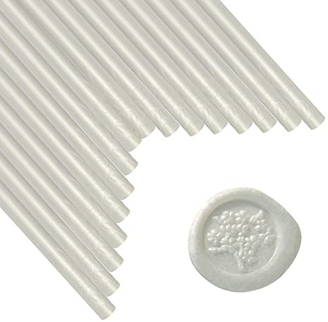 ANBOSE - 16 bastoncini di ceralacca per colla a pistola, colore bianco perlato, per pistola per colla da 1,1 cm, per inviti di nozze, biglietti, buste