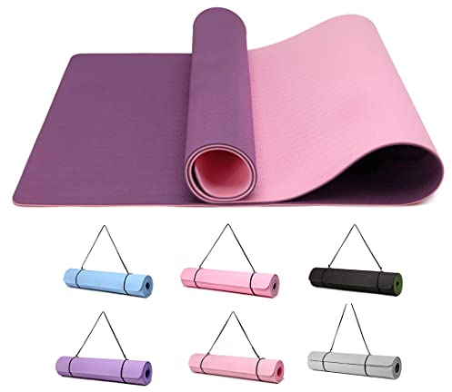 Good Nite Gymnastikmatte Yogamatte Fitnessmatte Rutschfest Trainingsmatte Sport Turn Matten Pilates Matte Bodenturnmatte Mit Tragegurt 183 x 61 x 0.6 cm (Lila/Rosa)