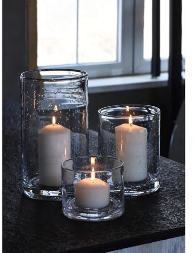 ARIAMOTION Hurricane Candle Holders Glass Cylinders Set of 3 (10 7 4)