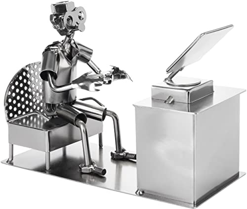BRUBAKER Skruvfigur Gamer med handkontroll - Gamer järnfigur Metal Man - Handgjord metallfigur - Dekoration för videospelskonsoler - Spelpresent för män och kvinnor