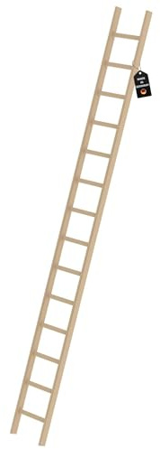 PROREGAL Sprossen-Anlegeleiter Holz ohne Traverse | 14 Sprossen | Leiter, Teleskopleiter, Trittleiter, Bockleiter, Sprossen-Doppelleiter