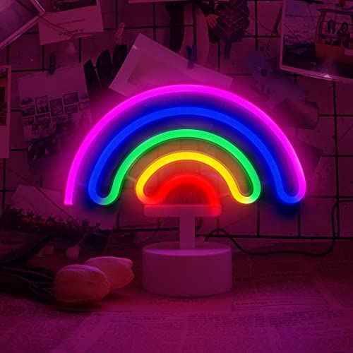 Lampe néon arc-en-ciel veilleuse LED batterie/USB décoration Noël, anniversaire, chambre