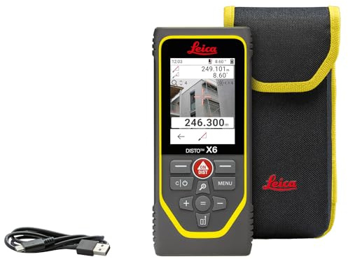 Leica DISTO X6 – metro laser robusto (classe di protezione IP65) con Bluetooth uso con app e fotocamera del mirino per misurazioni della distanza nelle condizioni più difficili (uso esterno e interno)