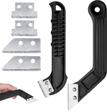 QLEUIFT 2 Pcs Herramienta De Raspado De Lechada De Azulejos, Limpiador De Sierra De Lechada De Azulejos, Azulejo De Cerámica Raspador De Lechada, Rascador De Juntas(con 2 Cuchillas De Repuesto)