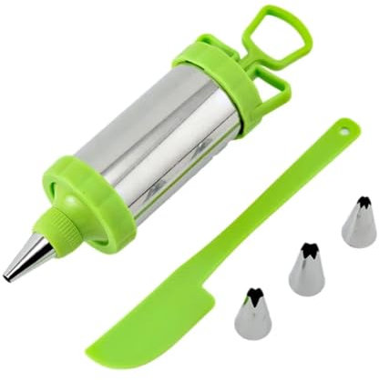 Jeringa Para Pastelería De Acero Inoxidable Cake Decorating Set With Scraper Cream Nozzle Airbrush Cookie Cutter Pastry Desserts Baking Tool Kitchen Accessories Para Tartas, Pasteles(Green)