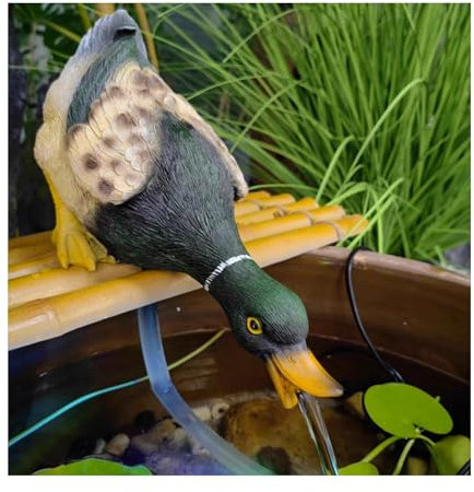 Animal Pond spitters for small ponds, pond fountains, Garden Decor for Koi pond, Resin material, with Water pump and Hose, pool fountains for above ground pools, for Koi Ponds and Water Gardens(Green)