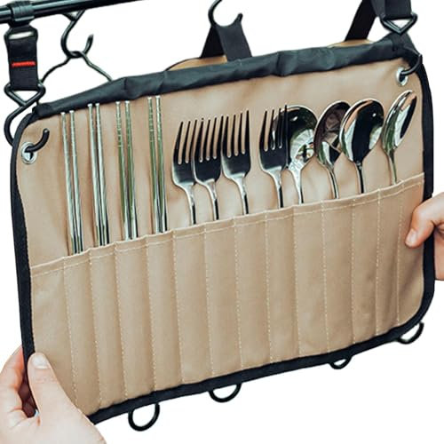 Aufrollbare Bestecktasche Besteck Organizer Besteckhalter Campingutensilien Aufrolltasche Cutlery Roll Bestecktasche Aufrollbare Besteck Aufbewahrungstasche Mit 12 Fächern Mehrzweck Besteckrolle