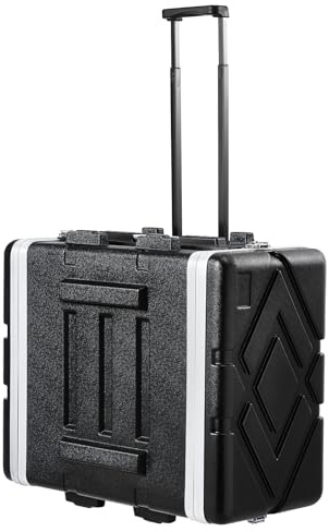 VEVOR Mallette Rack 6U Profondeur 488,95 mm Valise Transport à roulettes ABS avec Poignée, Loquets Papillon Robustes, Panneaux Avant Arrière Amovibles, pour Amplis, Mixeurs, Récepteurs de Microphone