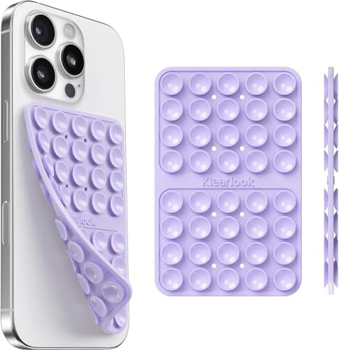 Silicone Suction Cup Phone Case Mount Double Sided - Klearlook Silicon Sticky Phone Grip with Higher Suction Power,Suction Pad Hands-Free Smartphone Accessories Holder for Selfies & Videos,Purple