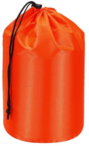 PATIKIL Stuff Sack, 4 x 8 Inch Waterproof Outdoor Storage Sack Portable Drawstring Dust Flap Bag Lightweight Sleeping Bag for Camping Hiking Backpacking, Orange