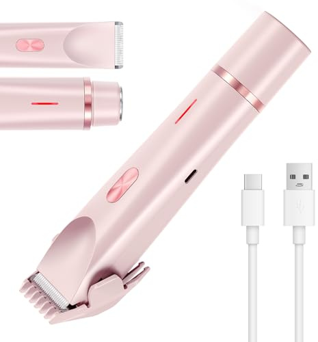 Maquinilla de afeitar eléctrica para mujer, zona íntima 2 en 1, afeitadora íntima de doble cabeza para mujer, IPX7, resistente al agua, recargable, para cara, cuerpo, pierna, bikini