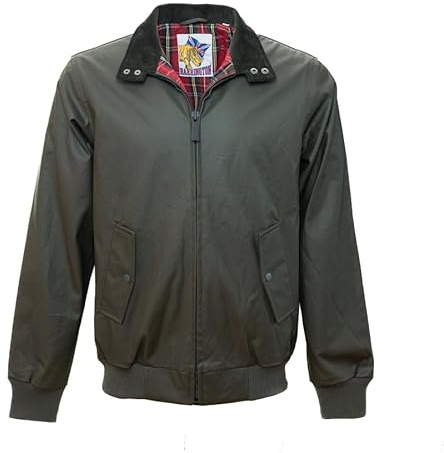 Harrington Giacca in tela waxee kaki, cachi., L