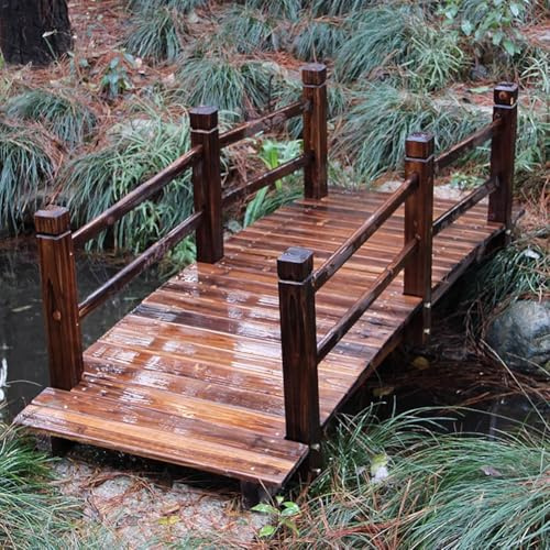 TT-YEC Puente De Jardín Decorativo De Madera Maciza Natural, Puente De Madera Curvado para Patio Exterior con Barandilla De Seguridad, Capacidad De Carga 300 Kg