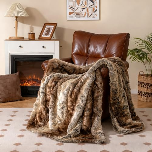 COSTWAY Couverture en Polaire 150 x 200 cm, Plaid en Fausse Fourrure Chaude et Moelleuse, Épaisse, Jeté de Canapé Confortable pour Lit, Canapé, Fauteuil, Idée Cadeau pour Toutes Les Saisons, Café