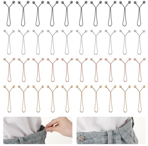 LLoussak 40 stycken byxor, snäv klipp, byxlinning tajt gör inte sömmar, justerbara jeansknappar midjespännare, midjespännare, midjestrumpbyxor clips, för jeans kjolbyxor
