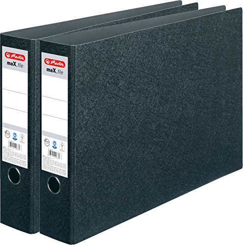 Herlitz 10397073 Ordner maX.file A3 quer, Hartpappe, 7,5 cm, schwarz (2 Ordner)