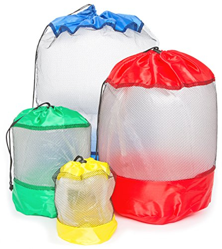 Hopeville Netzbeutel-Set 4-teilig, Praktische Packbeutel in Vier verschiedenen Größen für Sport, Freizeit, Haushalt, Outdoor und Urlaub