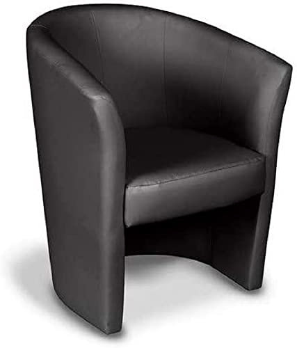 Dmora - Poltrona Abrera, Poltrona Moderna con Rivestimento in Ecopelle, Seduta da Soggiorno di design, Cm 64x63h78, Nera