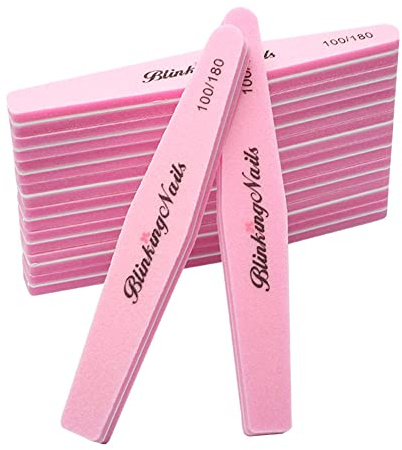 Lima de uñas de esponja y pulidores para el cuidado del arte de uñas, diseño de doble cara, grano 100/180, pulidor de uñas profesional, herramientas de manicura profesional, color rosa, paquete de 10