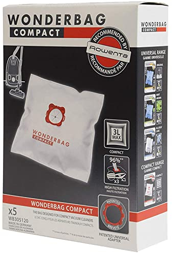 Wonderbag Paquete de 5 bolsas compactas para aspiradora (papel, 3 litros, ligeras, 150 gramos, 5 artículos)