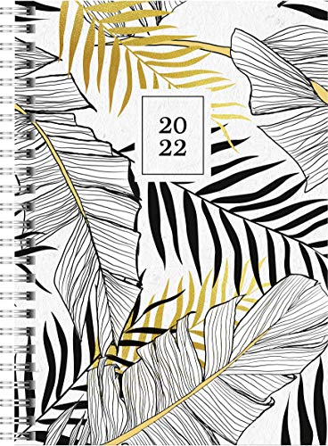 rido/idé 7021807012 Buchkalender Timing 1, 2 Seiten = 1 Woche, 148 x 210 mm, Grafik-Einband Tropical, Kalendarium 2022