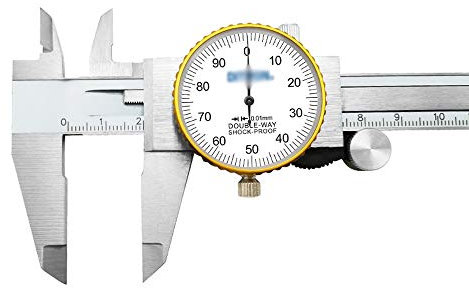 Calipers Schieblehre Metrisches Messgerät Messwerkzeugzifferblatt-Bremssattel-Vernier-Bremssattel mit Tabelle Hohe Präzision Edelstahl stoßfest LQHZWYC (Size : 0.01/0-200mm)