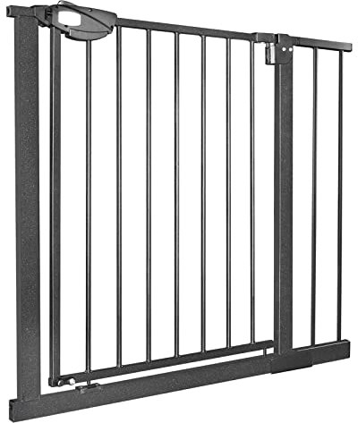 XMTECH Türschutzgitter Ohne Bohren Treppengitter für Kinder 85-95cm breit，Auto-Close Baby Türgitter Treppen Absperrgitter mit Druckbefestigung,Safety Gate,180° Zweiwegeöffnung Schwarz
