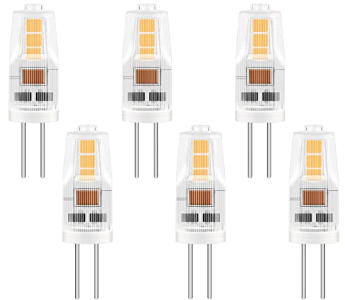 Caldarax G4 LED Lampe 2W, Ersatz für 12V 20W Halogen, Warmweiß 3000K, 200LM, 12V Niedervolt LED Birne, Nicht Dimmbar, Nicht Flackern, für Unterbauleuchten, Dunstabzugshaube, 6 Stück