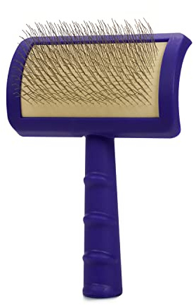 Jelly Pet Universal Slicker Brush for Dogs, Dog Grooming Brush, Remove Tangles and Dead Undercoat, Tuffer Than Tangles Maltese Shi-Tzu Poodle Bichon, Soft Pins, Purple, Small