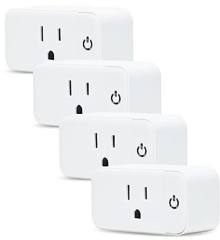 Lunabode LED 4 Pack Smart Home Wi-Fi Plugs - Alexa & Google Home Compatible, White, Toggle Switch, Automatic Operation