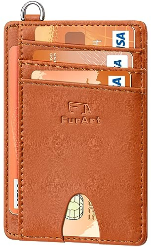 FurArt Portefeuille Minimaliste Fin, Porte-Cartes de Crédit à Blocage RFID pour Femmes et Hommes