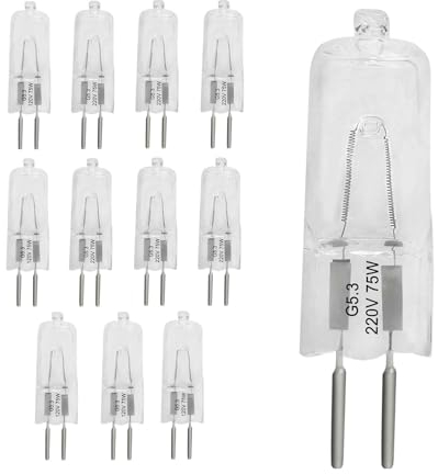 LedWekei G5,3-Halogenlampen, 220 V, 75 W, 2-polige transparente Kapsellampe, dimmbare 2700 K warmweiße Glühbirnen (12er-Pack)