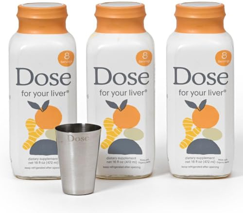 Dose for Your Liver Cleanse Detox & Repair, Made with Organic Milk Thistle Supplement with Turmeric, Dandelion, Ginger, and Orange, Supports Healthy Liver Function,16oz Bottle, 3 Pack (3 Week Supply)