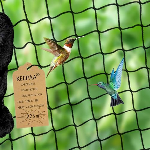 Garden Net Bird Netting - Poultry Netting Heavy Duty 1” Mesh for Blueberry Bushes Fruit Tree Chicken Coop Roof Hawk Proof Black (15M*15M)