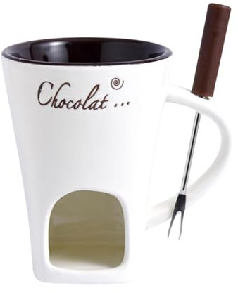 Fondue Mug, Chocolate Fondue Mug, Chocolate Fondue Set, Fondue, Fondue Sets, Ceramic Butter Warmer Set,Fondue Pot Melting Pot Set,Melt Hot Pot Bowl Set,for Cheese Chocolate Butter (Off White)