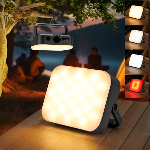 ZONJIE LED Rechargeable Work Lights, Camping Lights with 4 Light Modes Battery Powered Dimmable Camping Tent Lamp Up Waterproof Tent Light for Yard, Garage, Fishing, Hiking [Energy Class A]