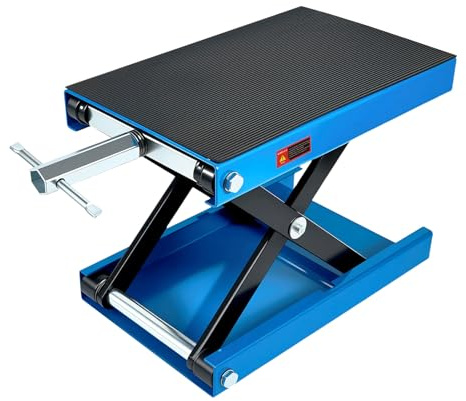 GAOLLY Motorcycle Lift Scissor Jack, 1200 LB Capacity Wide Deck Hoist Stand Maintenance Bikes ATVs Garage Repair Center Stand Lift Jack, Blue