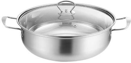 Pitycbo Olla Caliente de Acero Inoxidable con Tapa Y Asa Doble para Reuniones Familiares Y Campamentos, 32cm