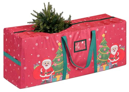 YiYa Borsa per Albero di Natale Scatola per Albero di Natale con Maniglie Pratiche 600D Borsa per Conservazione di Alberi Artificial（Rosso ）