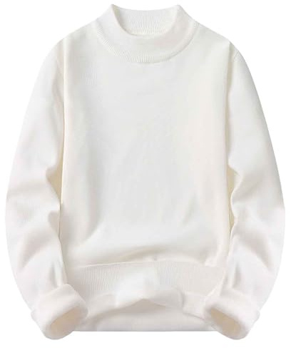 KBOPLEMQ Jersey de forro polar para hombre, cuello medio, jersey de punto, monocolor, con forro de felpa, suéter de invierno grueso, camiseta de manga larga, tiempo libre, deportes, camisetas