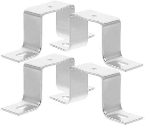 VALICLUD Lot de 4 Supports en Acier Inoxydable pour Rail Plat, Fixation de U, Support Métallique Solide pour Disjoncteur, Installation Industrielle Fiable