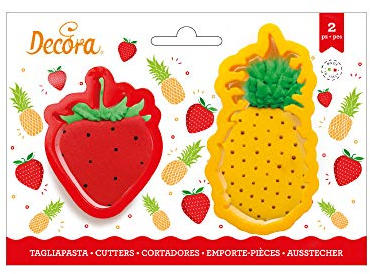 Decora 0255194 Kit 2 CORTADORES DE PLÁSTICO PIÑA Y Fresa, Amarillo