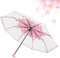 JO DE BEbe Dreifach gefalteter Regenschirm für Damen, transparent, Kirschblüten, Pilz, Sakura, faltbarer Sonnenschutz, Regenschirme