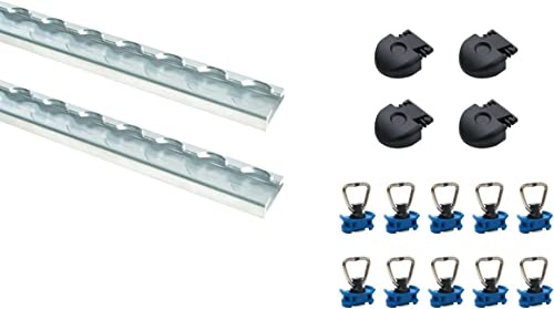 Lot de 2 rails d'arrimage rectangulaires Slim version Light + raccords + embouts